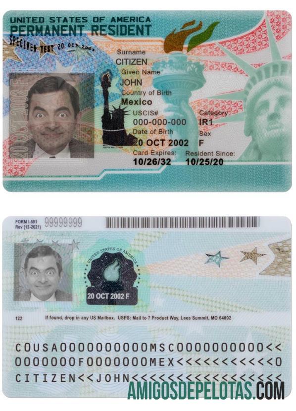 EUA NOVO GREEN CARD, residente permanente modelo